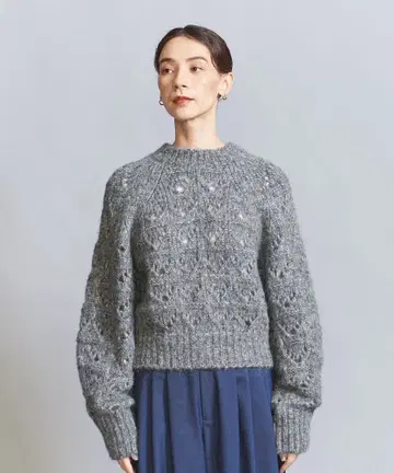 [ 완판 컬러 ] BEAUTY&YOUTH*시스루 편직 크루넥 니트 풀오버