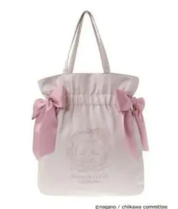 메종 드 플뢰르 치이카와 (먼작귀) 자수 더블 리본 토트백