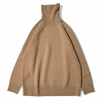 컨디션 최상 에브르 터틀넥 니트 울 100% 오버 사이즈 카멜