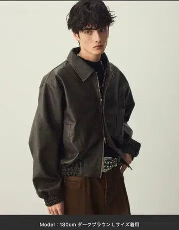 인조 가죽 쇼트 블루종