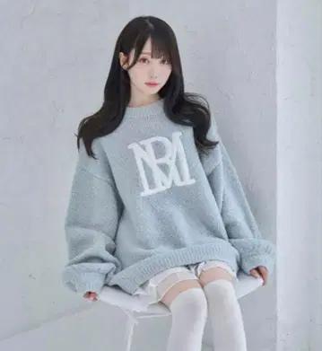 rosemuse 로제뮤즈 logo AP puffy knit 그레이