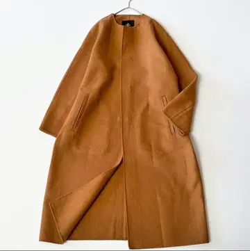 멜톤 롱 코트 노카라 코트 심플