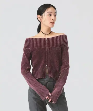 Ray BEAMS 몰 페이드 지퍼 가디건