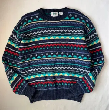 90s REI 페어아일 패턴 울 니트 스웨터 L