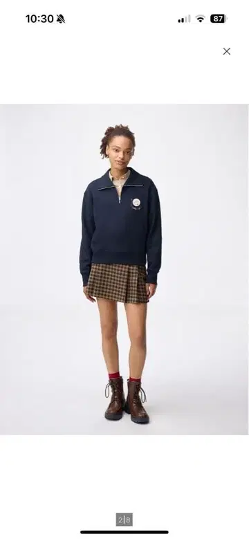 GU 커비 하프 지퍼 맨투맨 네이비 L