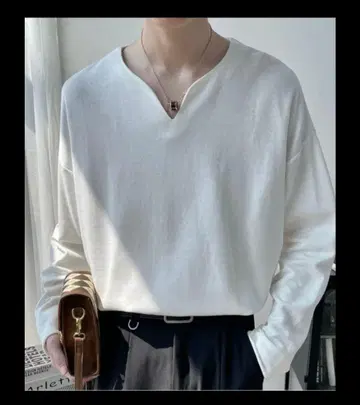 otte 티셔츠 V넥 심플 상의 남성용 여성용 한국