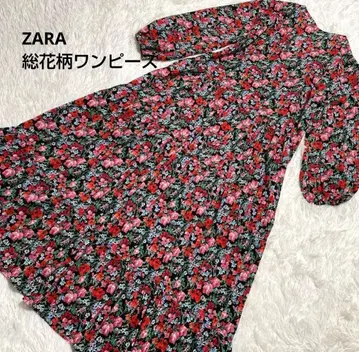 ZARA 자라 티어드 롱 원피스 전체 꽃무늬 체크 M