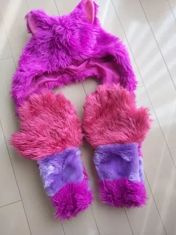 디즈니 체셔 고양이 머플러 장갑 포함 머플러 캡 팬캡