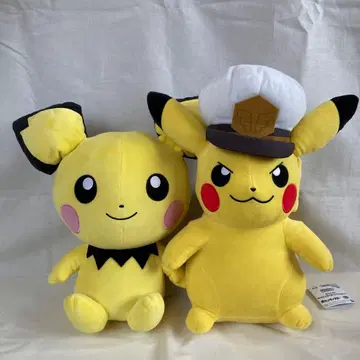 포켓몬 봉제 인형 피츄 & 캡틴 피카츄 2체 세트