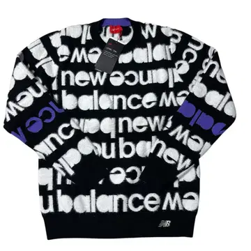 [ New Balance ] 로고 자카드 크루넥 니트 미사용 새상품 L