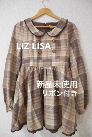 [ 미사용 새상품 ] LIZ LISA 체크 무늬 리본 포함 미니 원피스