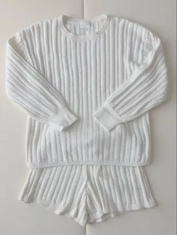 [GELATO PIQUE] 리브 룸웨어 상하의 세트 (뽀송뽀송 화이트)