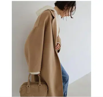 미사용 새상품 evernavy 리버 롱 코쿤 울 코트 MT