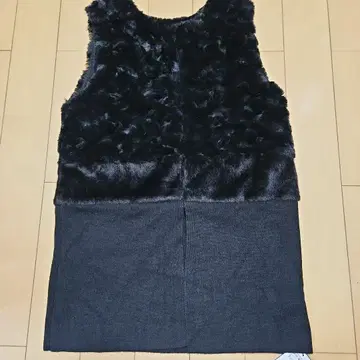 BRAHMIN 퍼 블랙 니트 베스트