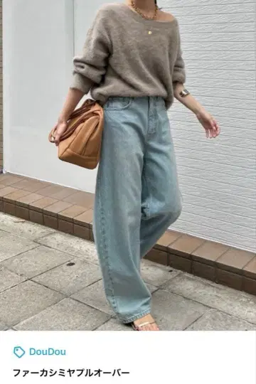 DouDou 퍼 캐시미어 풀오버