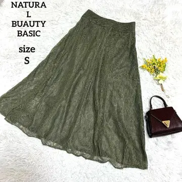 내추럴 뷰티 베이직 플레어 롱 스커트 전체 레이스 카키 S