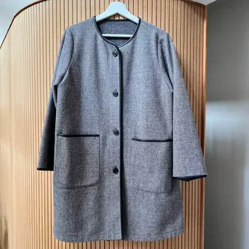 [ 당일 발송 ] 새상품급! 글로벌 워크 파이핑 코트 헤링본 L 블랙