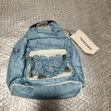 POTECHINO 스카이블루 토트백 꽃 자수 사에라 포테치노