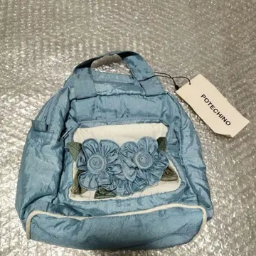 POTECHINO 스카이블루 토트백 꽃 자수 사에라 포테치노