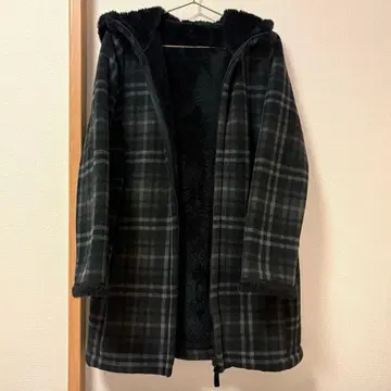 [새상품급] 유니클로 보아 안감 체크 무늬 플리스 코트 여성용 M 사이즈
