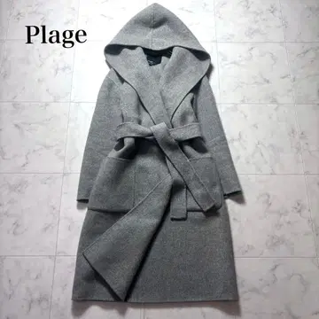 컨디션 최상 플라주 리버 코트 더블 페이스 롱 벨트 그레이 36