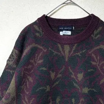 구제 의류 레트로 올 패턴 울 자카드 니트 스웨터 멀티 컬러
