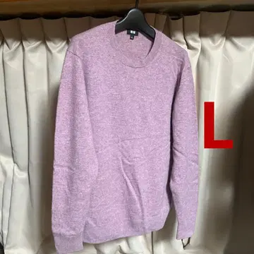 유니클로 캐시미어 크루넥 니트 L 퍼플