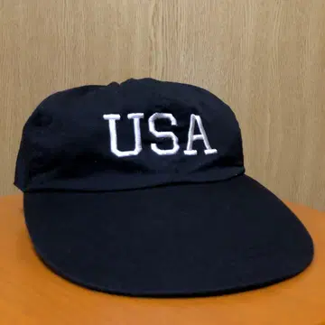 블랙 USA 자수 캡 롱 바이저 캡 90s 빈티지