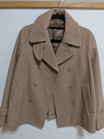 무인양품 베이지 울 혼방 피코트 여성용 M 사이즈