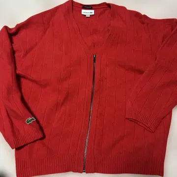 LACOSTE 레드 집업 가디건 US L