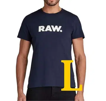 G-STAR RAW 지스타 로고 T셔츠 크루넥 네이비 L