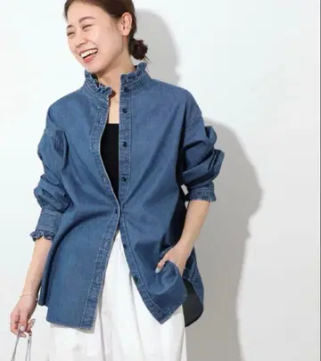 JOURNAL STANDARD relume 데님 프릴 블라우스