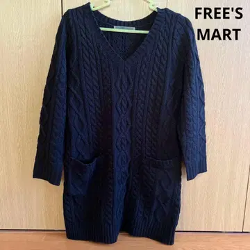 FREE'SMART 프리즈마트 케이블 니트 원피스 네이비