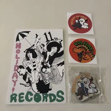 레코드 가게 HOLIDAYRECORDS 스티커 2장 카드 1장 키링 1개
