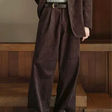 블렘 코듀로이 와이드 슬랙스 브라운 XL