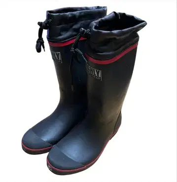 고기능 레인부츠 26.0cm 블랙 x 빨간색 워크 & 아웃도어 장화 낚시
