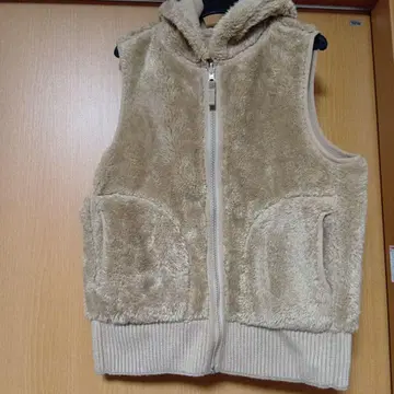 후드 부착 베이지 베스트 XL