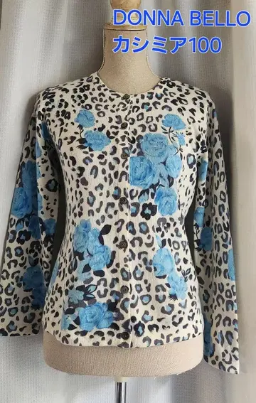 미사용 레벨 DONNA BELLO 캐시미어 가디건 장미 무늬