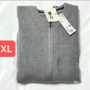 크루넥 풀 집업 가디건 유니클로c 그레이 XL