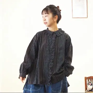 프릴 블라우스 체크 colork 카락 나추란