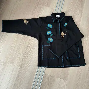 jouetie 셔츠 호랑이 꽃 자수 스카잔풍