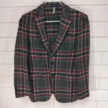 MOON 테일러드 자켓 그레이&레드&화이트 체크 무늬 S 사이즈