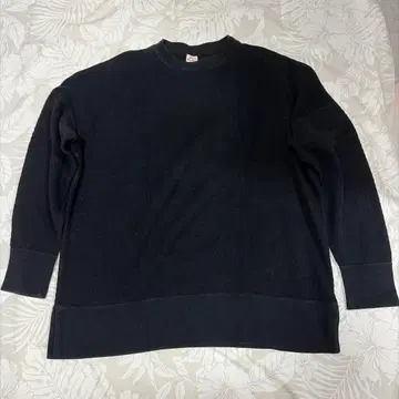 트레이드 마크 골드 오버 사이즈 두꺼운 원단 롱 T