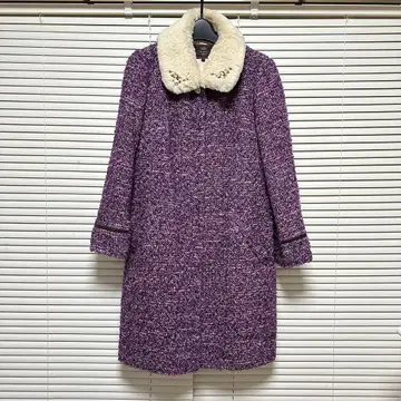 TOCCA 토카 퍼 옷깃 롱 코트 보라색 사이즈 2