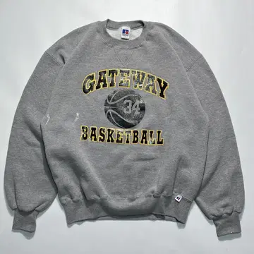 90s 러셀 USA제 맨투맨 L 그레이 전면 V 가제트 7406