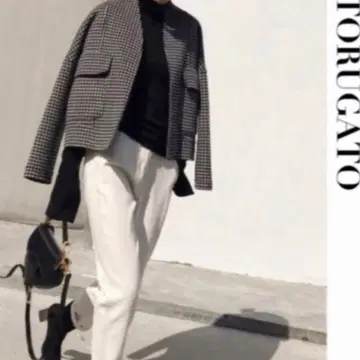 [ 새상품 ] 윈도페인 노카라 숏 자켓