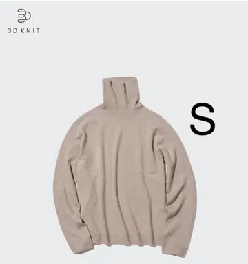 유니클로 3D 캐시미어 터틀넥 스웨터 베이지 S 사이즈