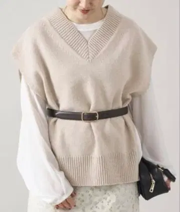 IENA 미들 게이지 울 베스트 베이지