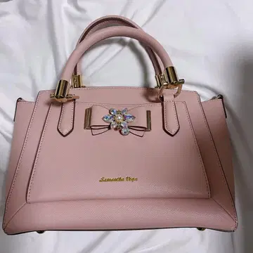 Samantha Vega 비쥬&리본 토트백 스몰 (핑크 베이지)