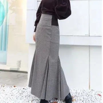 MERCURYDUO 허리 리브 절개 머메이드 스커트